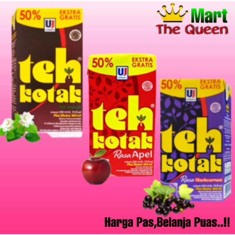 

TEH KOTAK 300 ml (200ml+100ml) rasa melati,apel,black currant