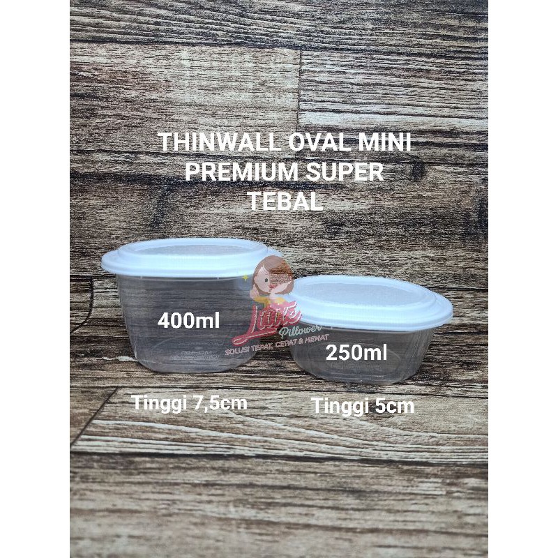 (ISI 25PCS PREM OVAL400ML PUTIH) Prem Oval Mini Putih 400ml Thinwall - Mini Cup Dessert 400ml