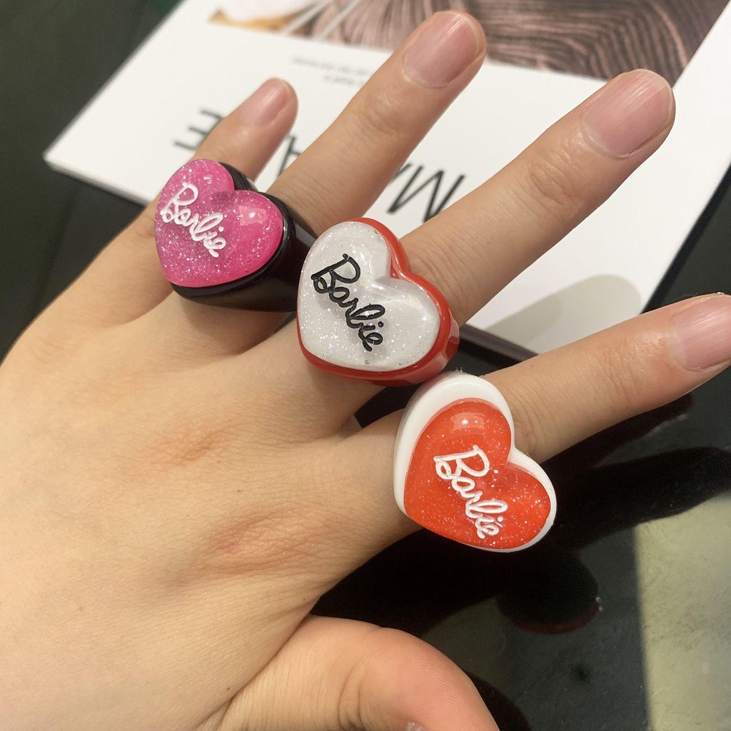 Agustinina Cincin Resin Kepribadian Lucu Wanita Hati Gadis Korea Fashion Perhiasan