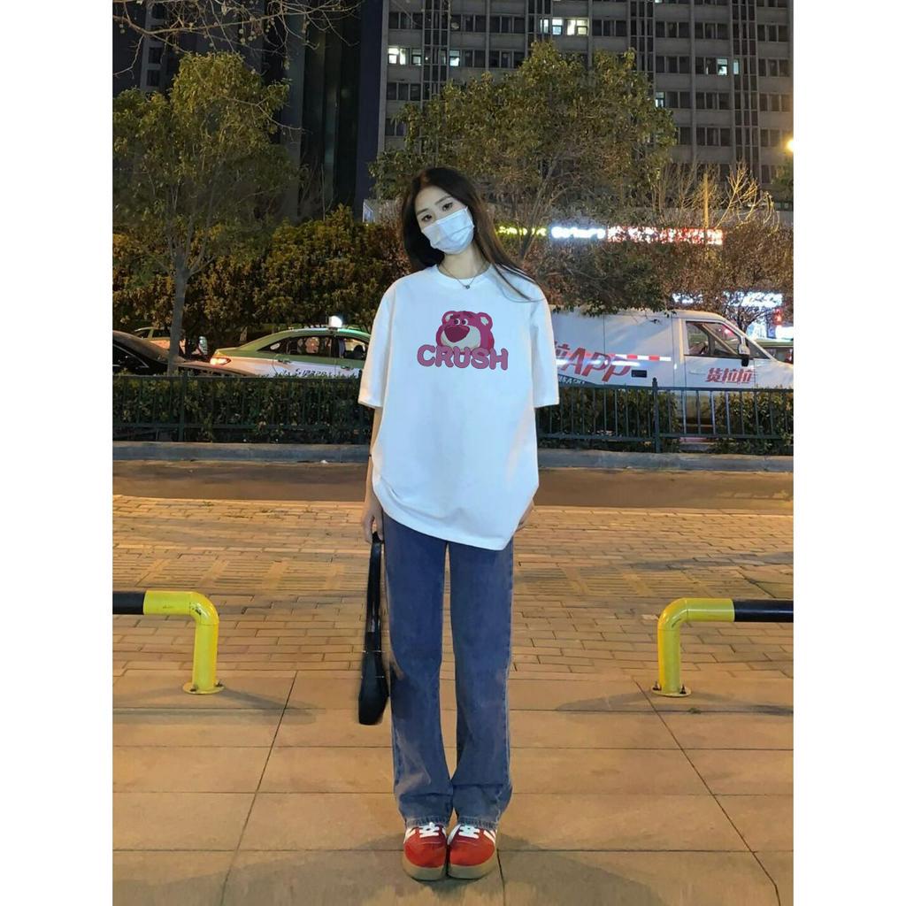 RDGF kaos kekinian kaos kekinian pria kaos wanita korean style beruang stroberi kaos oversize h m (kapas 100%)/A0106