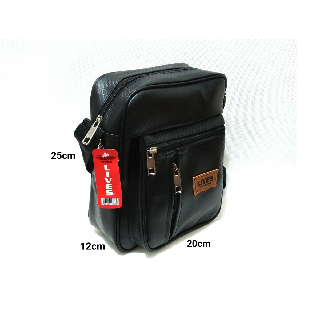 Tas Slempang Kulit Pria Sling Bag Cowok Travel Bag Laki Tas Kecil Cowo Selempang carbon - TAS-CARBON