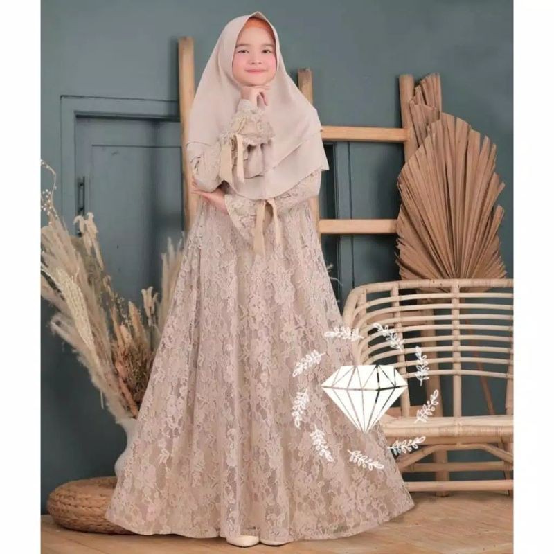 DIRRA KIDS/GAMIS ANAK MUSLIMAH/GAMIS BRUKAT SUPER NYAMAN DI PAKAI/USIA 7-13 TAHUN/MISS OLSHOP