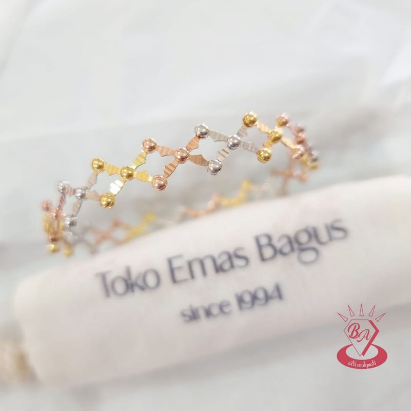 gelang emas asli variasi 3 warna kadar 375