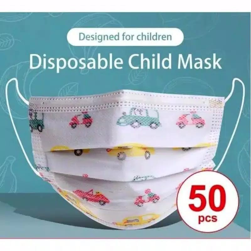 Trijaya . masker anak &amp; dewasa 3PLY Isi 50PCS/BOX disposable mask earloop &amp; headloop untuk Hijab