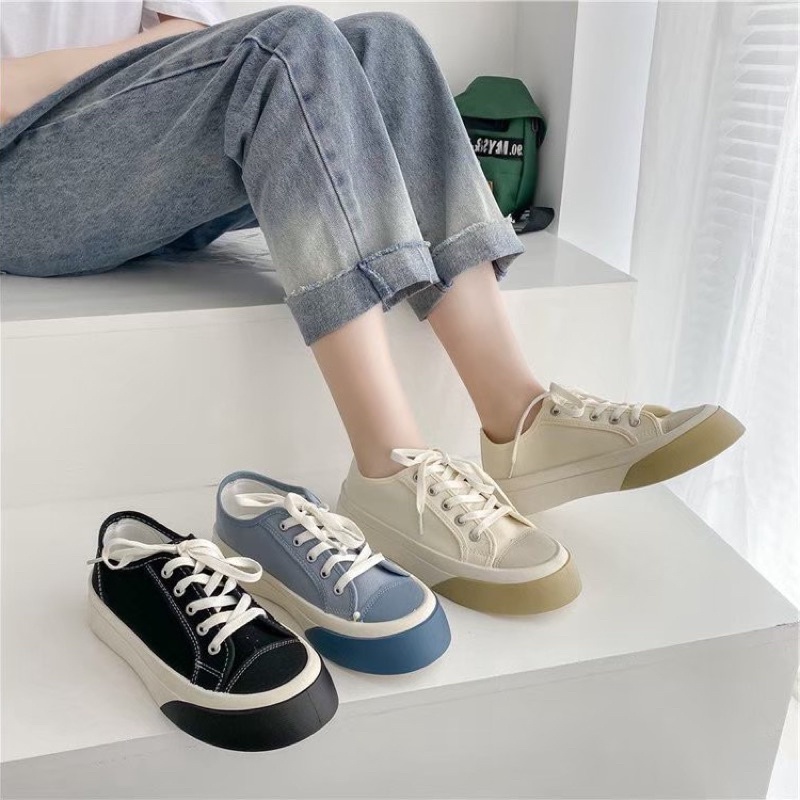 AVANCEID 1956 Sepatu Sneakers Wanita Canvas Kerja Sekolah Hitam Import