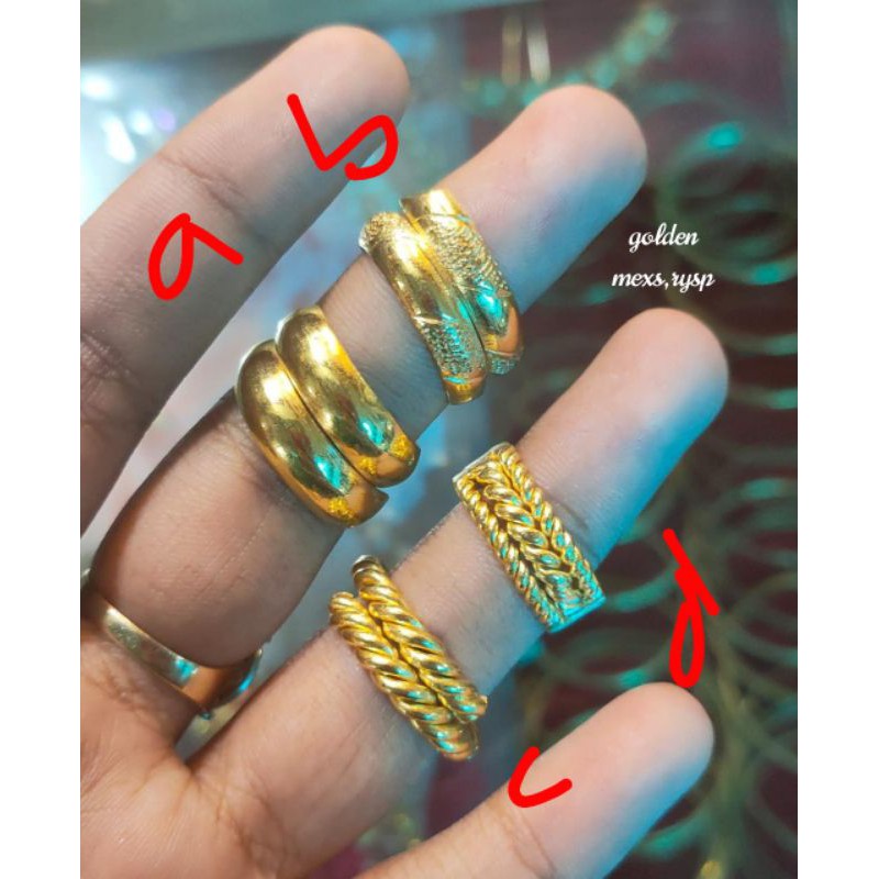 Cincin replika mas kualitas Golden,ada kode Gdn dalam cincin,awet tahan lama(7x dilapis cairan emas)