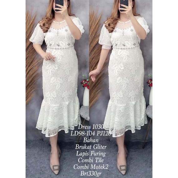 LONG DRESS PUTIH TILE IMPORT