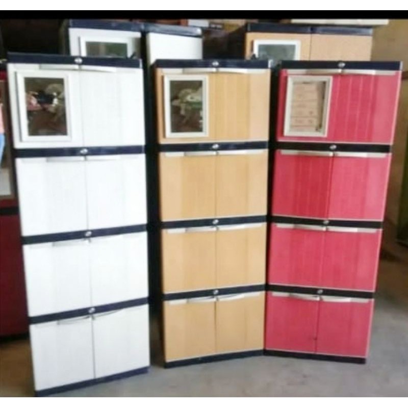 Lemari PLastik NEW Aquose Mini Susun 4 + Kaca
