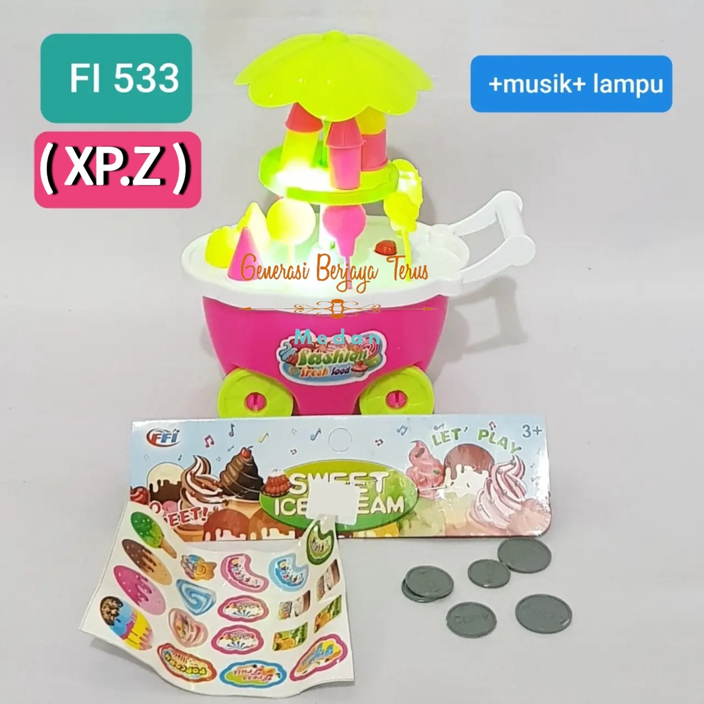 Mainan Sweet Ice Cream FI533 Mainan Gerobak Es Krim Led Musik