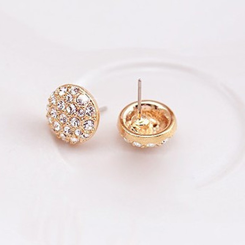 Korean fashion full diamond round earrings ladies earrings jewelry factory wholesale