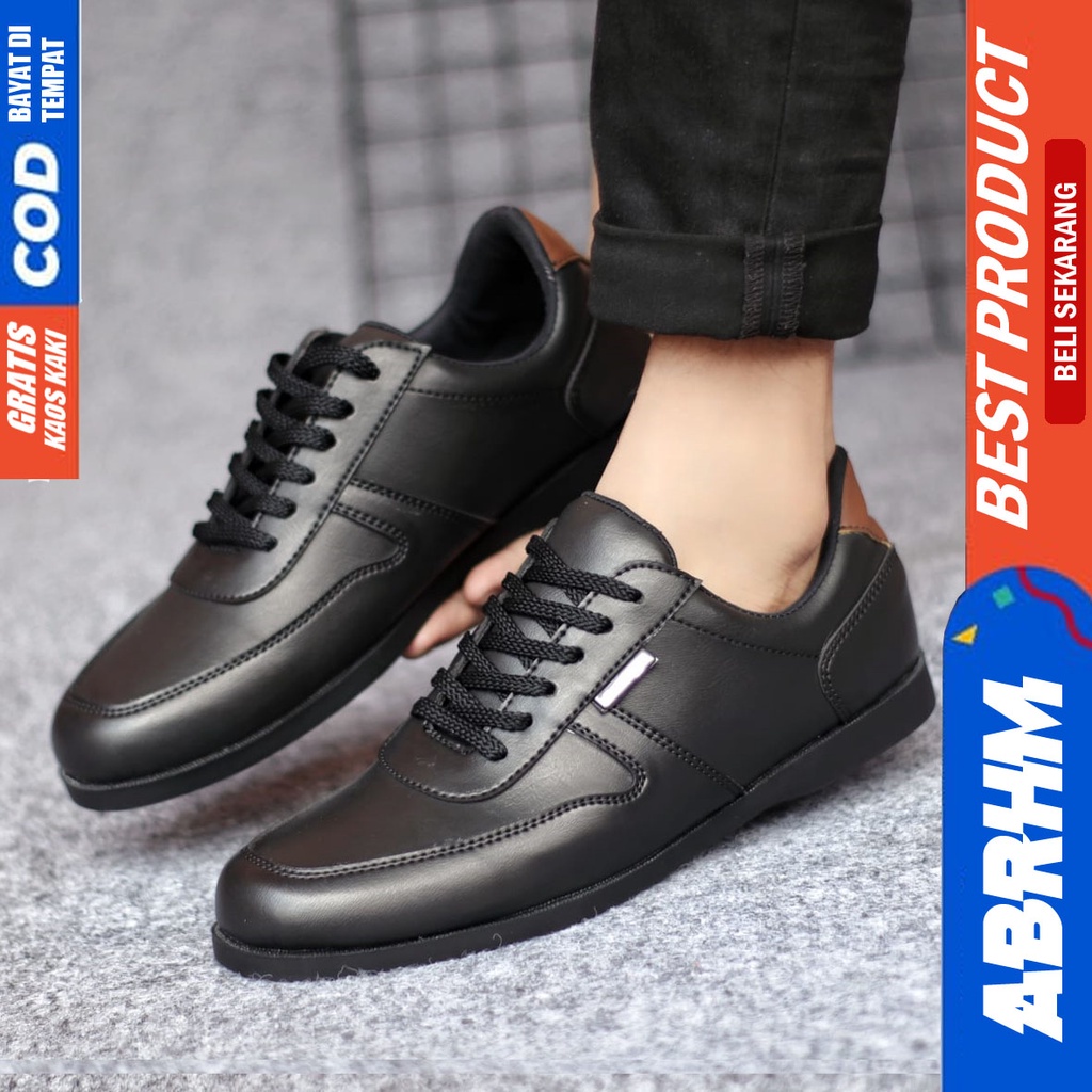 ABRHM COSENZA Sepatu Formal Casual Pria Kulit sintetis Pantofel Cowok Kerja Kantor Kuliah Ori