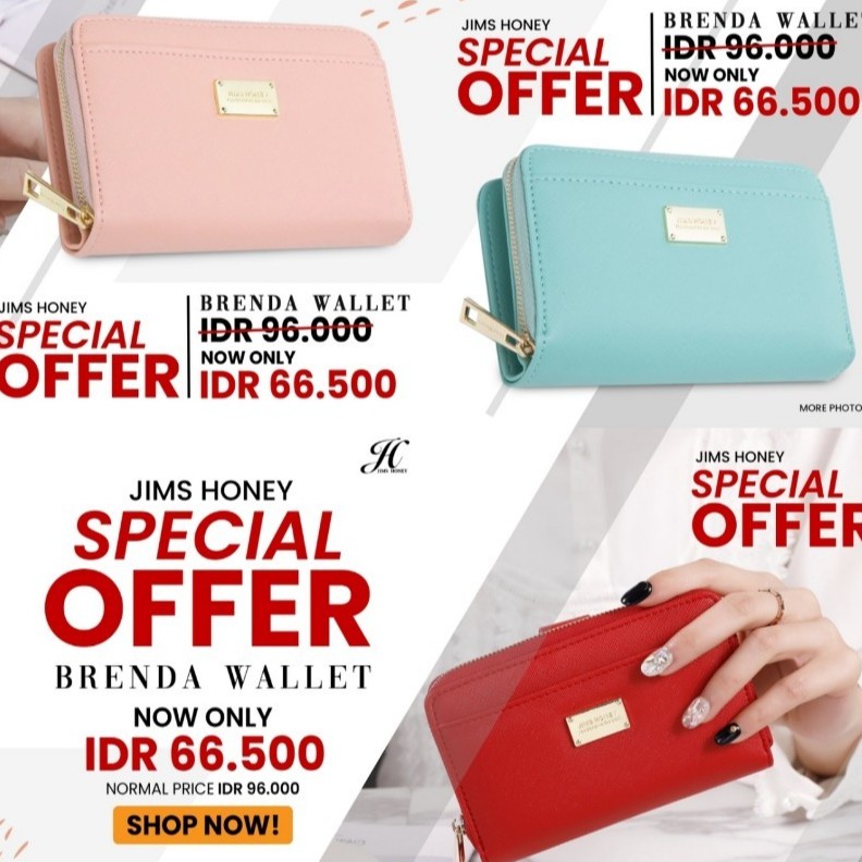 BRENDA WALLET JIMS HONEY Dompet Panjang Wanita Medium Lipat Kecil Mini  Import JH Ori Murah