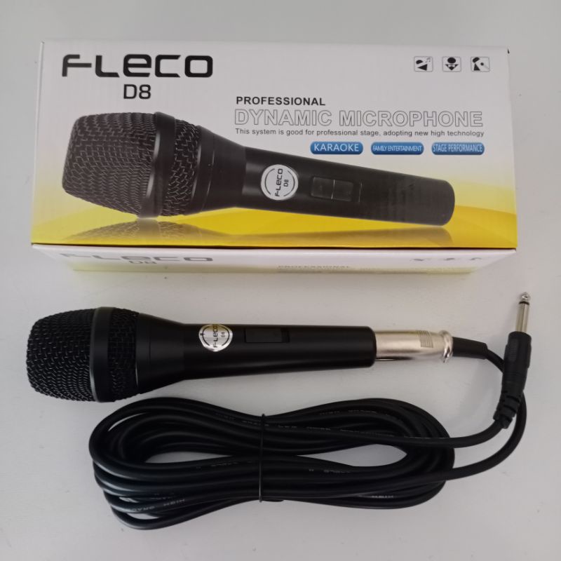 Microphone Karaoke Fleco D8 ORIGINAL-Mic Kabel Fleco Profesional-Mic Speaker-Mic Karaoke-Mic
