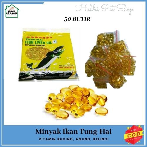 MINYAK IKAN 50pc/MINYAK IKAN UNTUK KUCING, ANJING DAN HAMSTER/@ecer 50 SOFTGEL /VITAMIN KUCING DAN ANJING