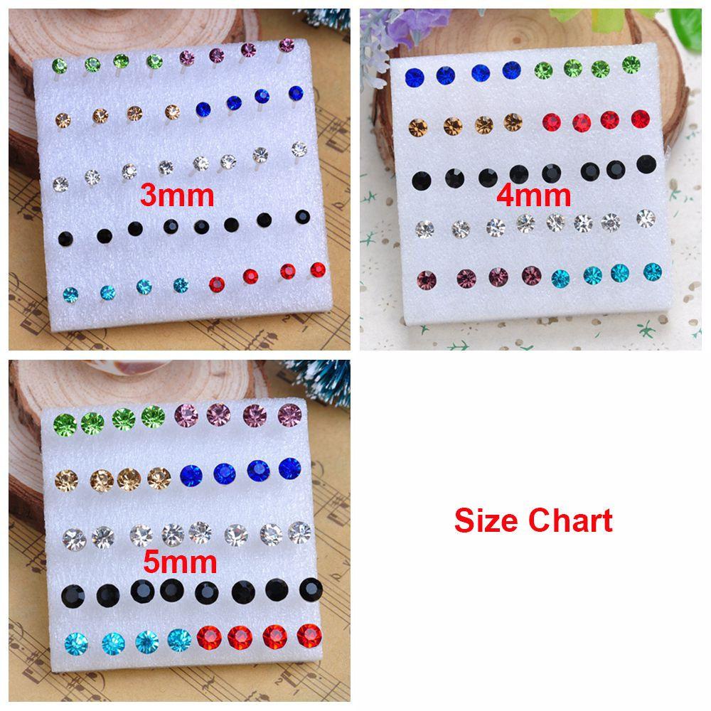 Solighter 20pasang/40pcs Ear studs Pin Earring Kristal Bening Kristal Warna-Warni