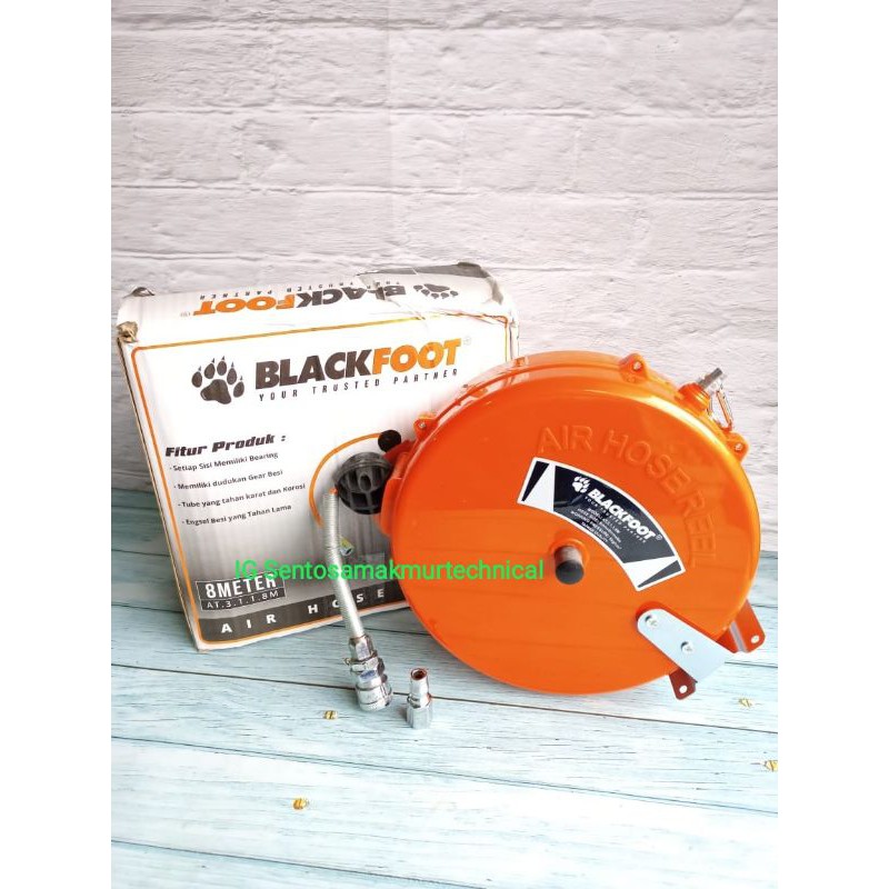 BLACKFOOT 8 M Air Hose Reel Selang Kompresor Gantung Otomatis Tarik 8m