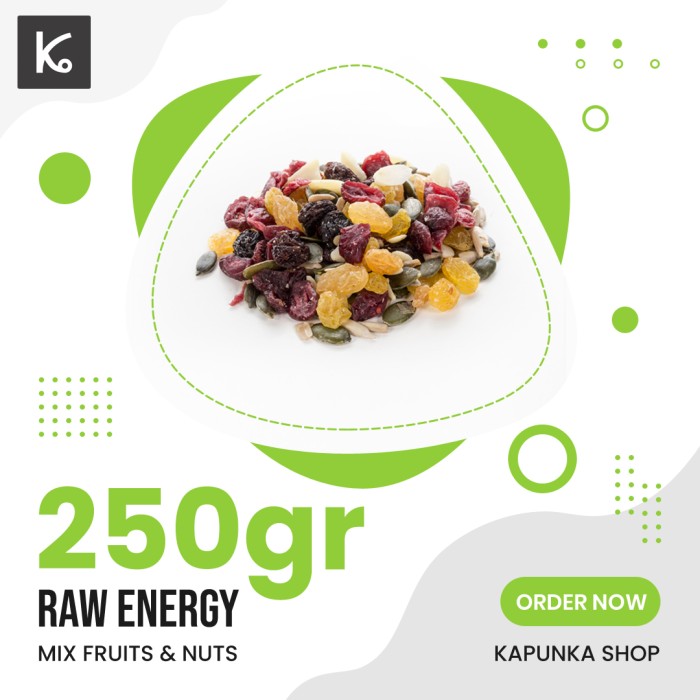 

Mix fruits and nuts 250gr raw energy