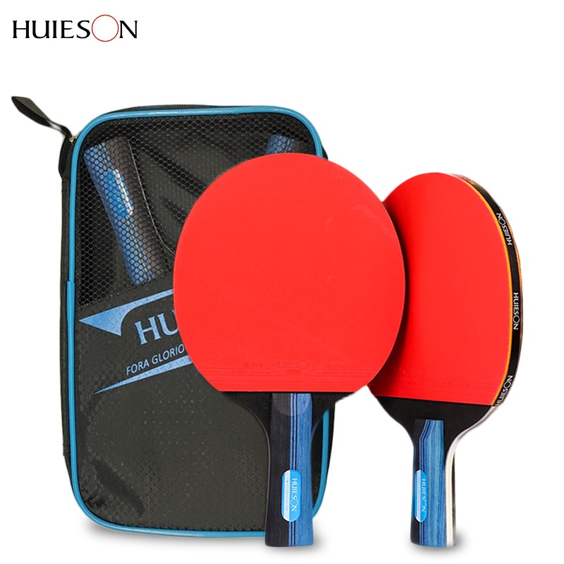 Huieson S300 S600 2pcs Raket Tenis Meja 5 Bahan Kayu 2 Mata Pisau Karbon Karet Elastis