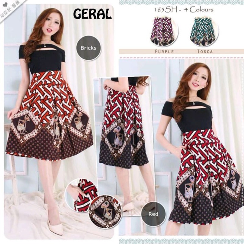 Evercloth Geral Rok Batik Wanita Selutut Bawahan Batik Perempuan Rok Cewek Batik 3/4 7/8 Rok Panjang