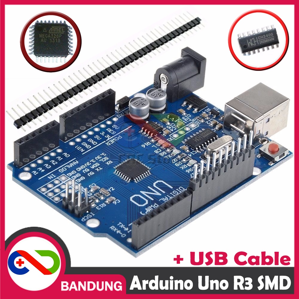 UNO R3 SMD CH340 ATMEGA328P PLUS KABEL USB &amp; PIN HEADER