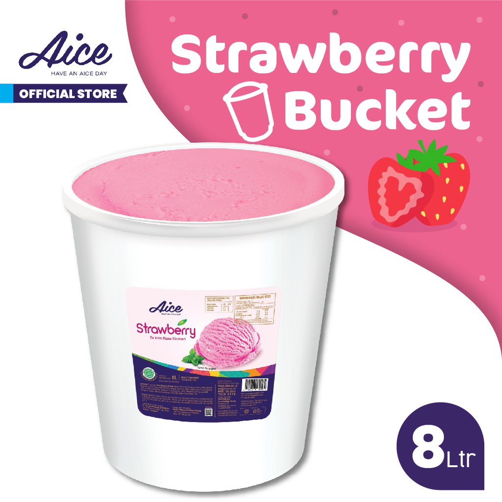 

AICE Strawberry Bucket Ice Cream Es Krim Ember 8L Eskrim