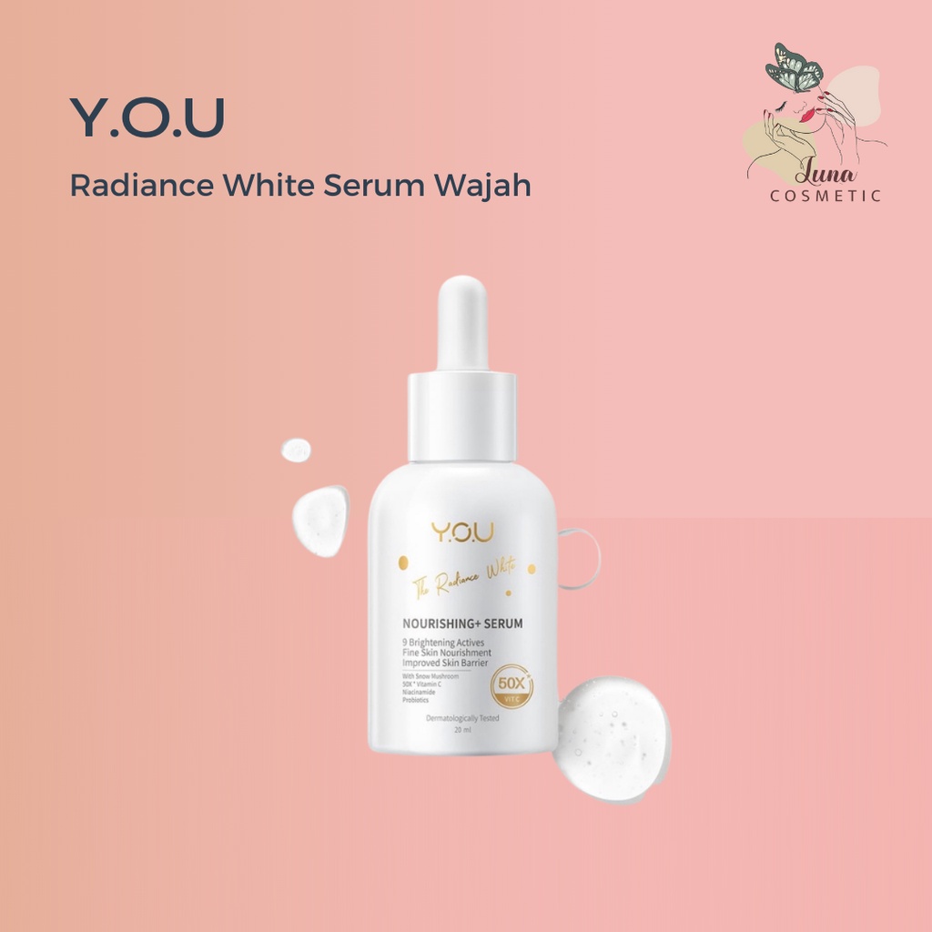 YOU Radiance White Nourishing Serum Wajah | 50 x Vitamin C | 5% Niacinamide | Hyaluronic Acid 20ml