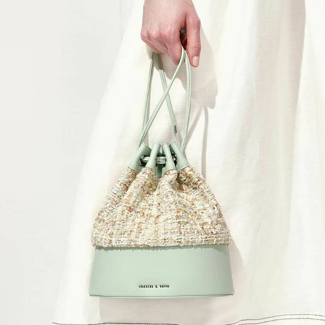 Charles n keith tweed drawstring bag