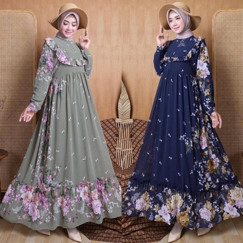 gamis Jasmine Ceruty full furing premium