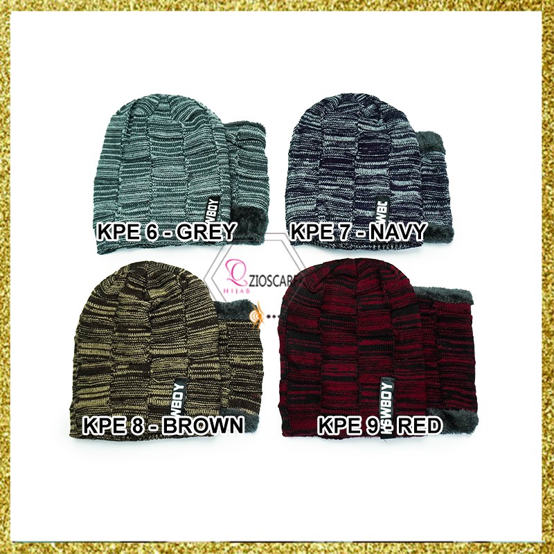 HSWBOY KPE Topi Kupluk Beanie Dewasa Knitted Hat Bahan Rajut Bulu Tebal Topi Gunung