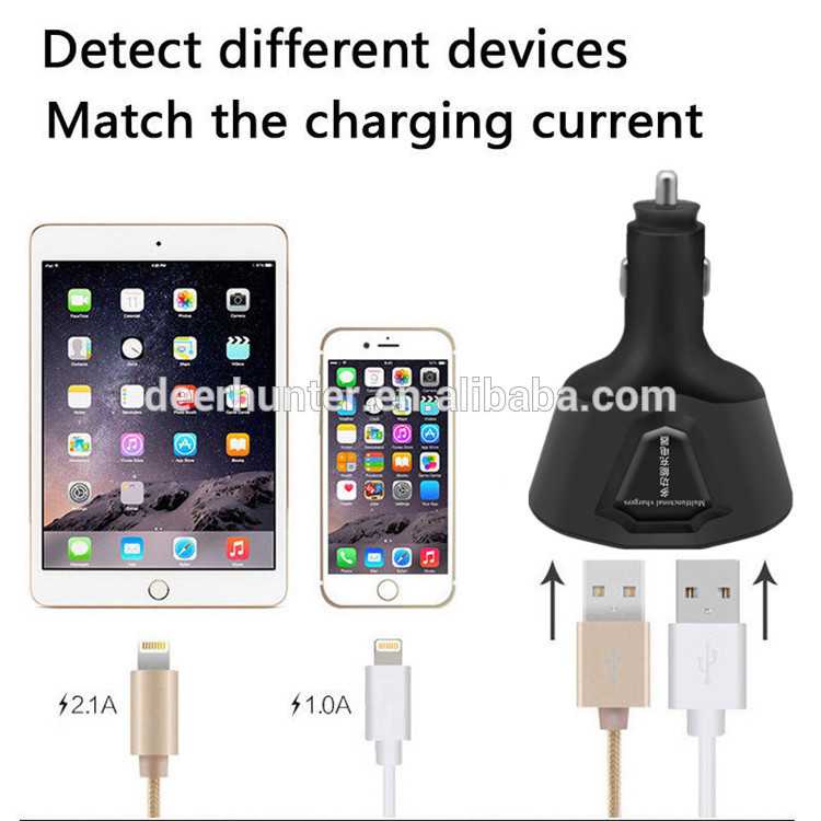 Car Charger Voltage Monitor 2 Port 3.1A with 2 Cigarette Socket 120W-Hitam