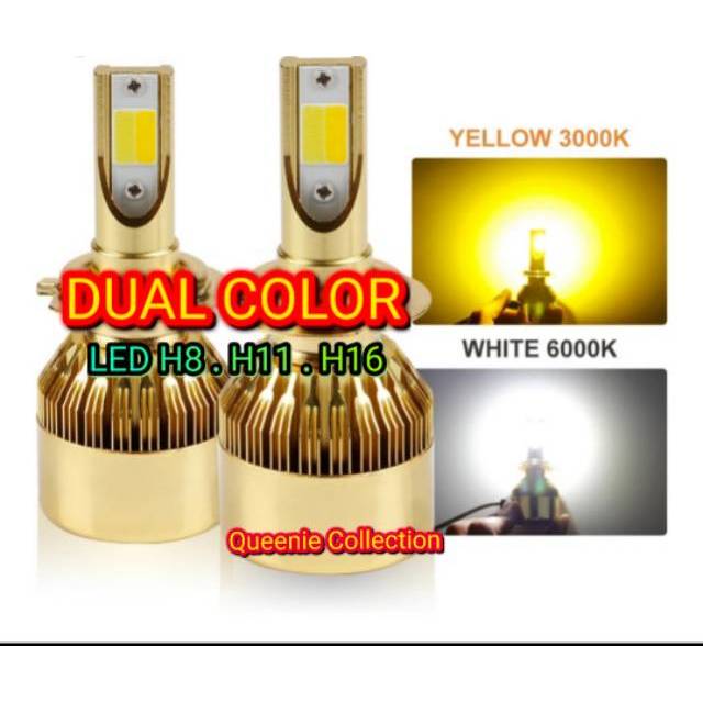 LED H8.H11.H16 Dual Color Putih . Kuning