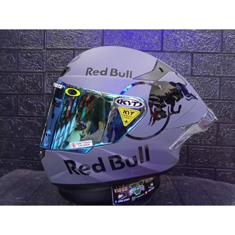 HELM KYT TT COURSE SOLID MATT GORILLA GREY REDBULL PAKET GANTENG