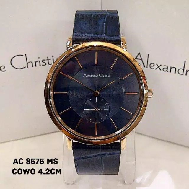 Jam tangan pria Alexandre Christie AC 8575 AC8575 blue rosegold Original
