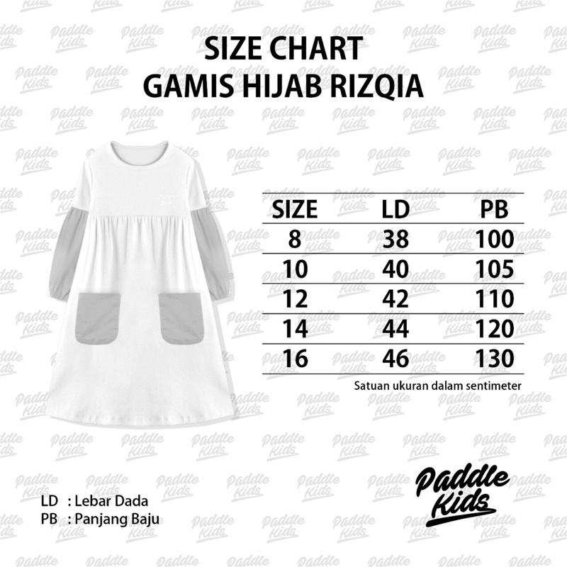 GAMIS HIJAB RIZQIA BY PADDLEKIDS GAMIS PADDLE KIDS SIZE 8 tahun- dewasa