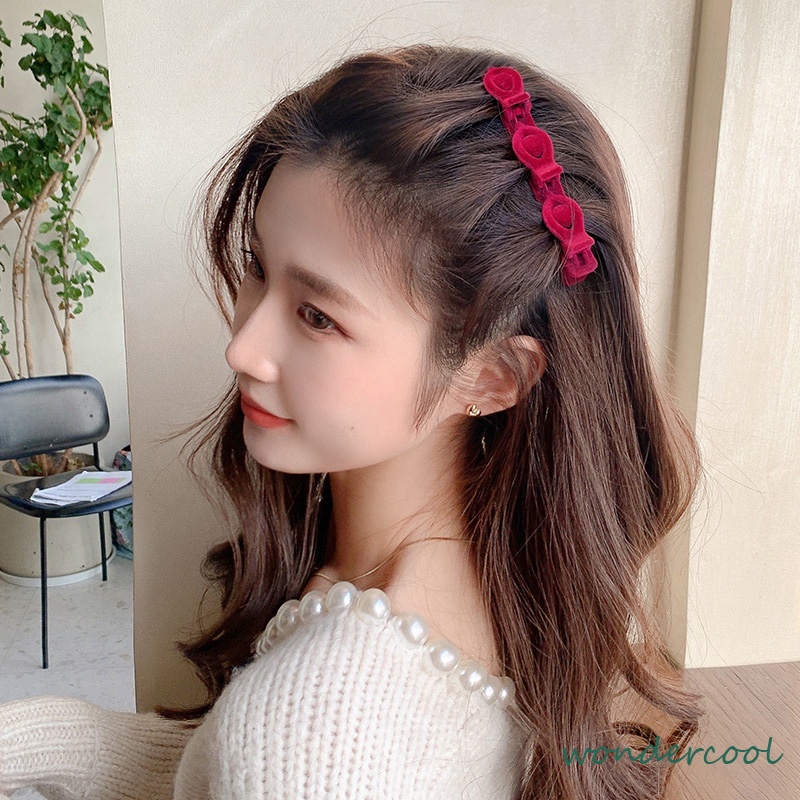 Flocking Hair Clip Side Hiasan Kepala Artefak Rambut Musim Gugur Dan Musim Dingin-Won