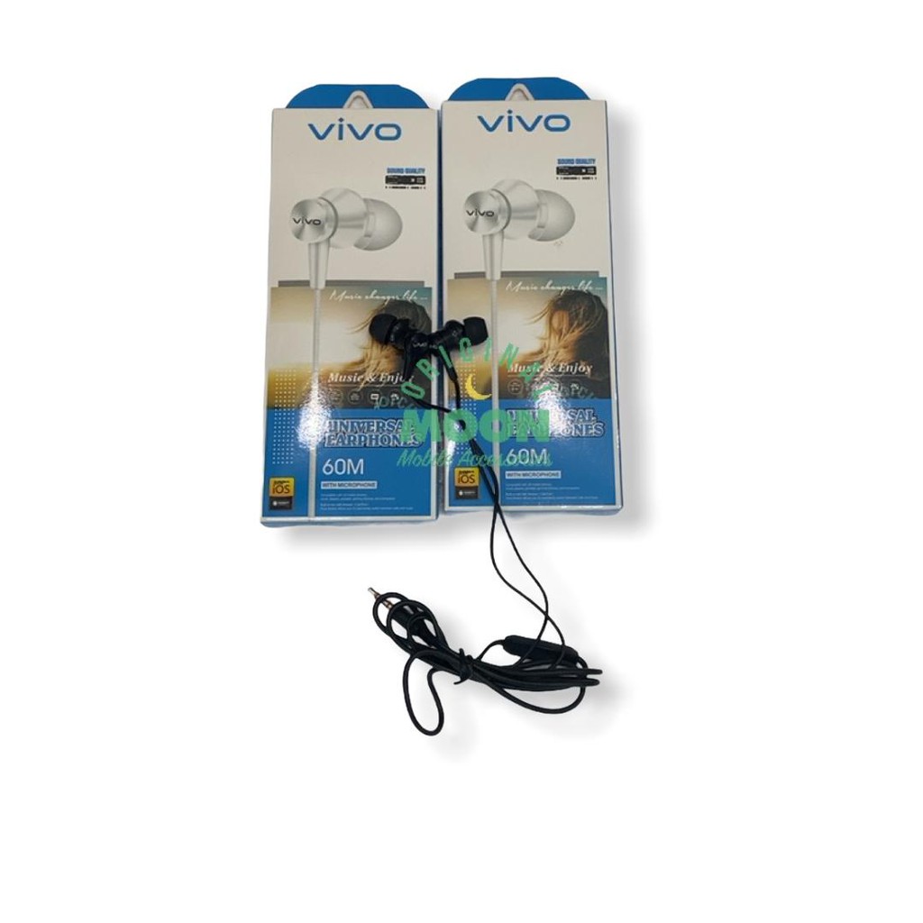 Headset Handfree Earphone brand vivo Stereo MEGA BASS 60M