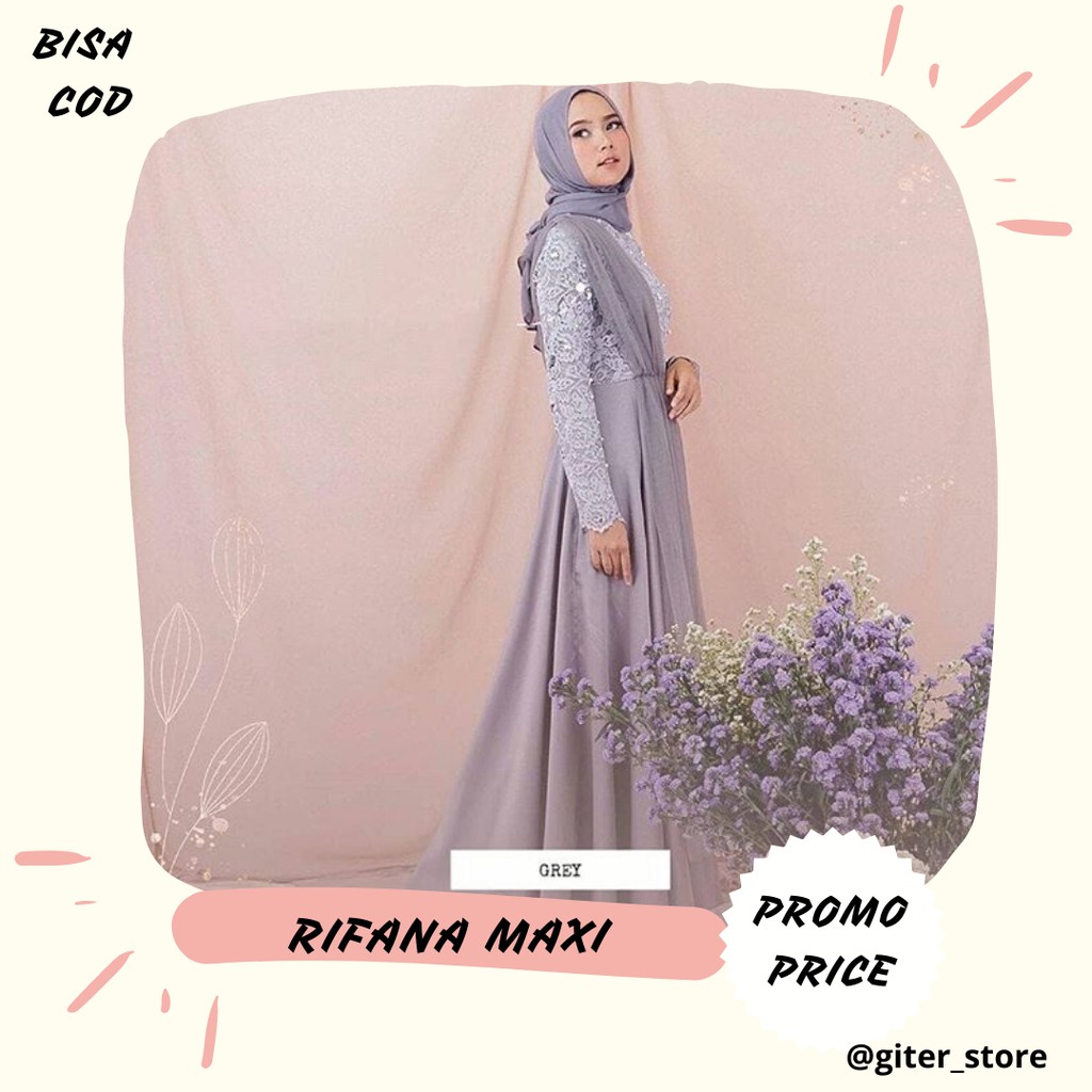 Rifana maxi / giterstore / Dress Brukat Hijab / Baju Kondangan / Kebaya Wisuda / FREE MASKER / COD