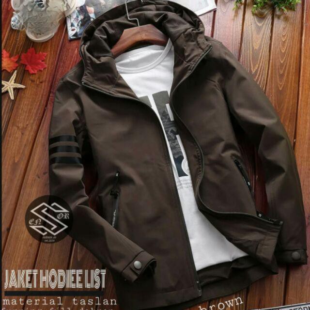 [ COD /Bayar Di Tempat] Jaket Hoodie Pria Taslan Outdor Gunung List Sensor Original