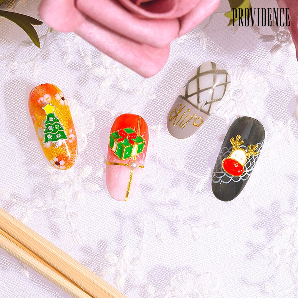 Providence 10pcs Christmas Santa Snowman Alloy Rhinestone Nail Art Stickers Manicure Decor