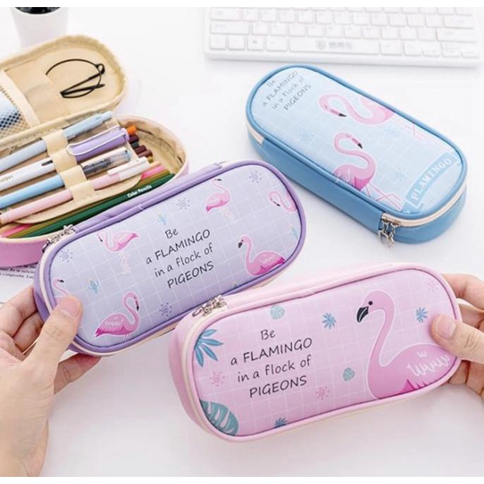 

PANACHE Flamingo Pencil Case, Pencil Box, Kotak Pensil, Pencil Bag BERGARANSI