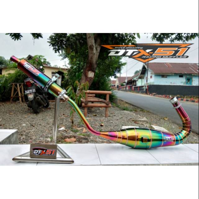 Knalpot racing rainbow kobra pelangi twotone kawasaki ninja r rr ss 150 2tak dtx51 pelangi knalpot