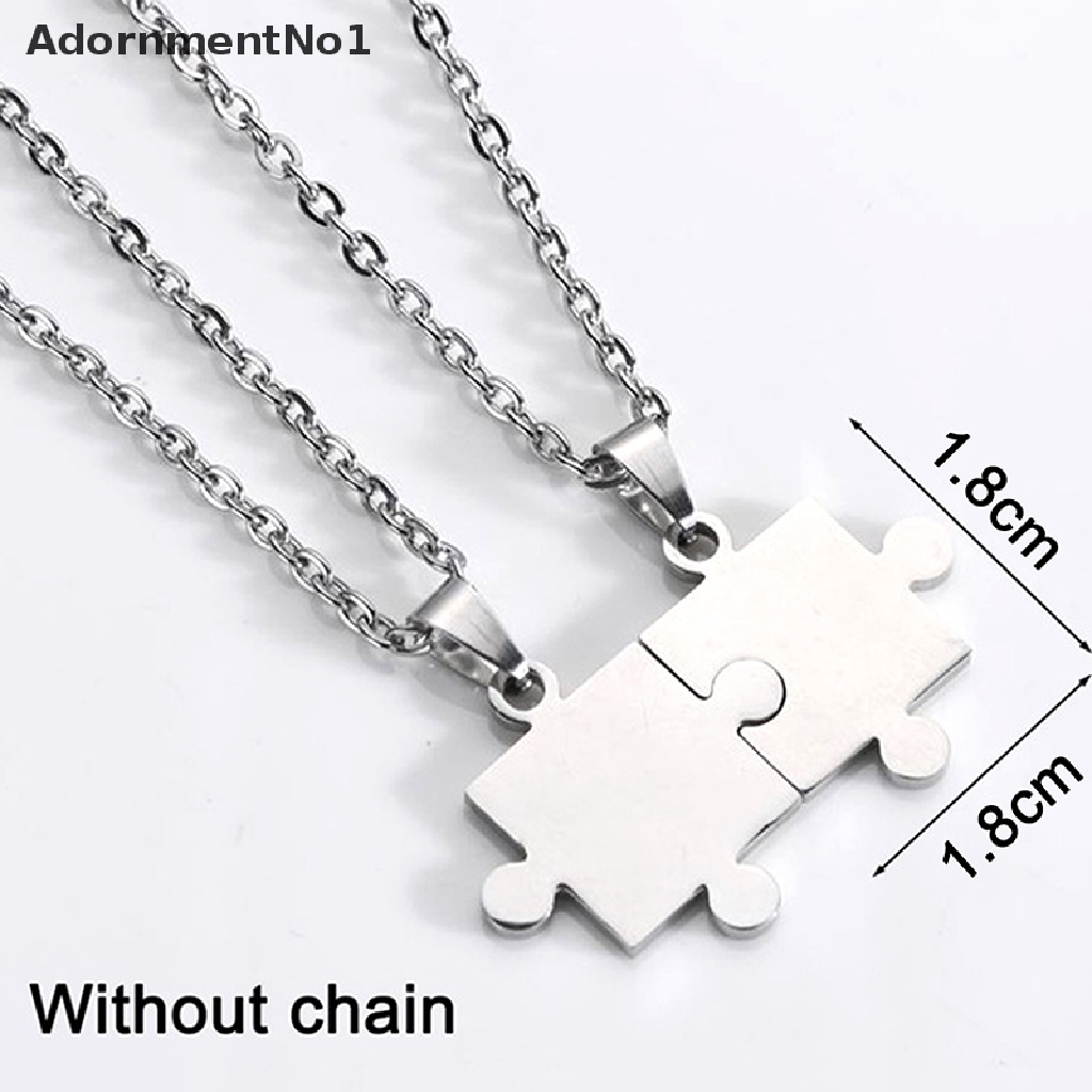 (AdornmentNo1) 1 Pasang Kalung Rantai Dengan Liontin Puzzle Untuk Pria / Wanita