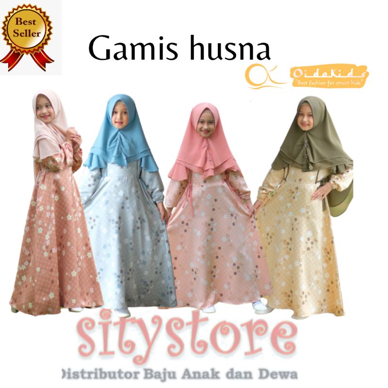 oidokids - hasan husna - gamis anak free hijab couple sarimbit