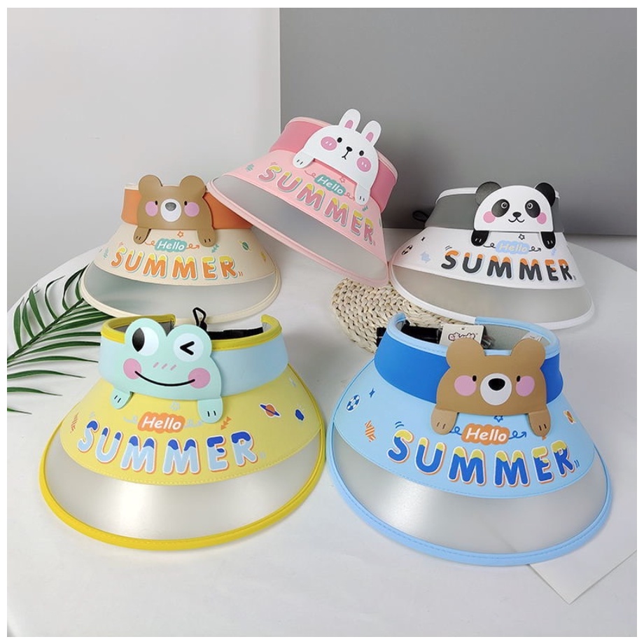 Topi Anak Visor Sunshade Karakter Kartun / Topi Pantai Motif Kartun Lucu Pelindung Matahari Unisex