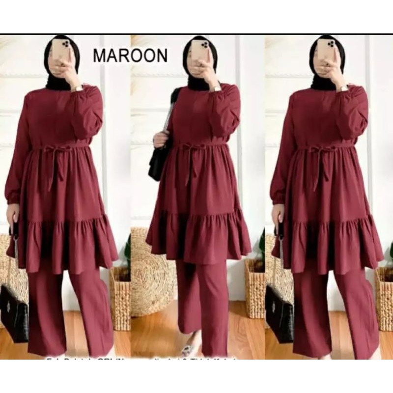 Aira set/Stelan wanita 2022/Setelan tunik/Setelan baju celana