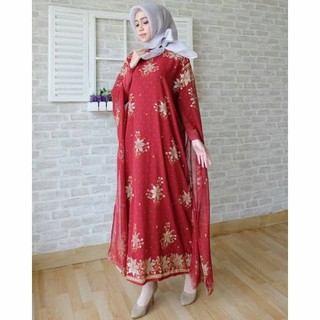 Ghaitsa Kaftan Wanita Satin Bordir Bunga Polos Putih Biru ...