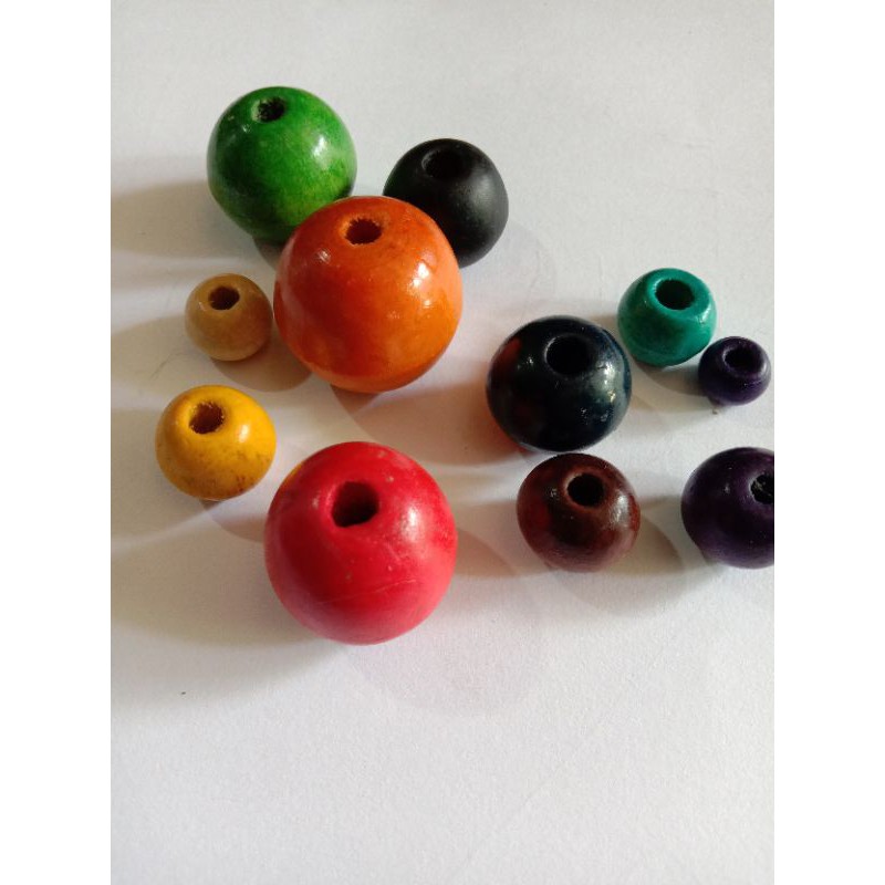 Manik kayu warna ukuran 6mm, 7mm, dan 8mm  | Wooden beads | Manik kayu bulat