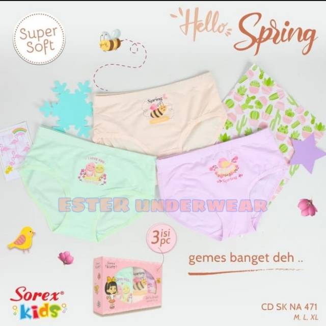 CD anak perempuan sorex bahan lembut adem isi 3 Srx Na471