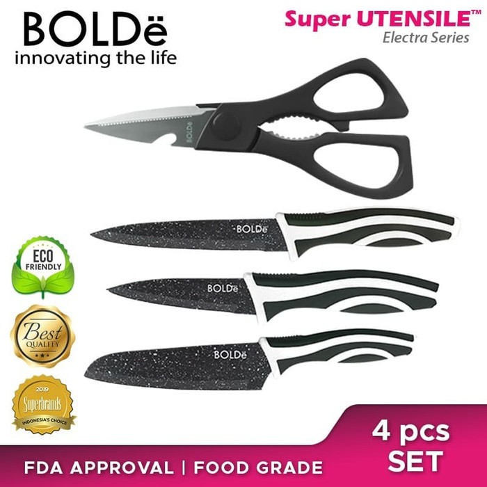 Bolde Super Utensil Electra Series Pisau Dapur Gunting Set 4pcs Paling Diminati