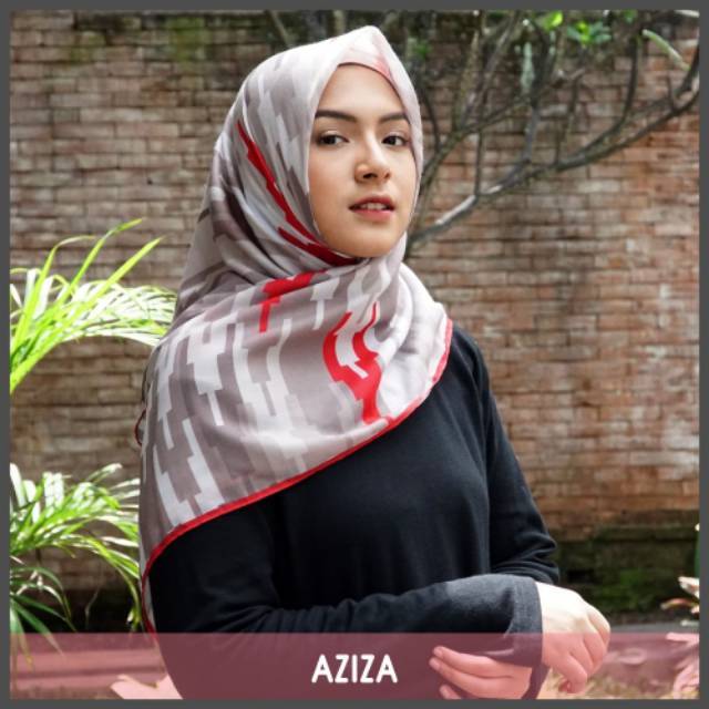 Hijab Voal Printing / Hijab Segiempat Murah / Hijab Motif Aziza By Zaneva